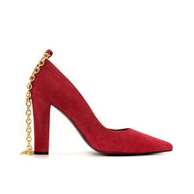 Load image into Gallery viewer, SCARLETT CHAIN PUMPS | Red Suede
