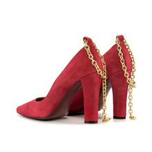 Load image into Gallery viewer, SCARLETT CHAIN PUMPS | Red Suede