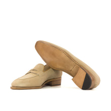 Load image into Gallery viewer, Hamilton Bespoke Men's Shoes Camel Suede Leather Penny Loafers (AMB2393)