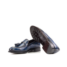 Load image into Gallery viewer, Motara Bespoke Men's Shoes Denim Patina Leather Tassels Loafers