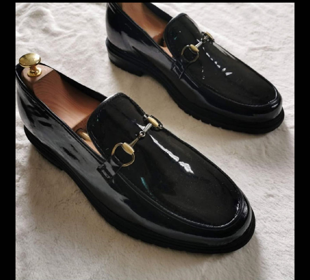 Vilar Wetlook Patent Leather Chunky Sole Loafers With Horsebit Details