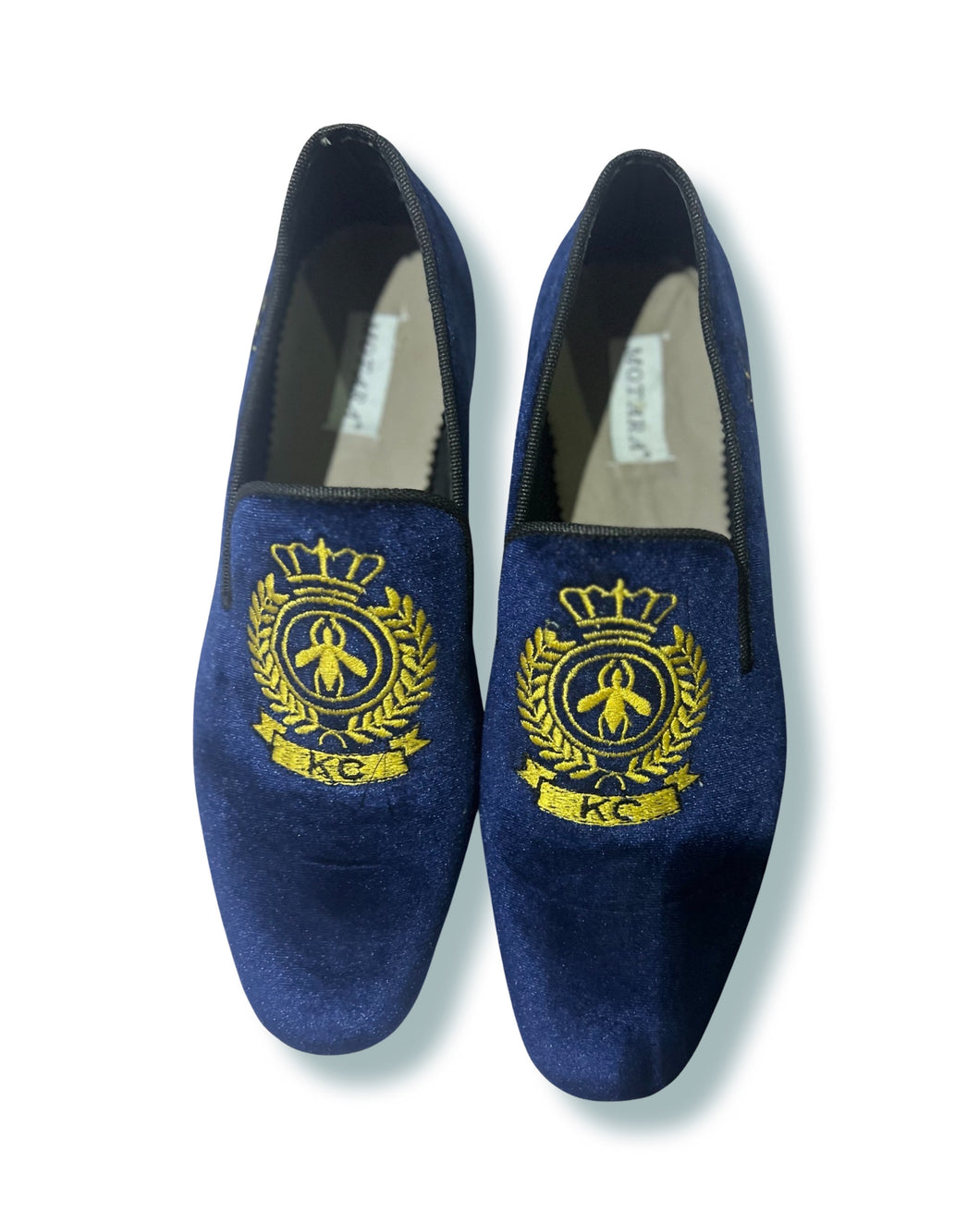 Customised Loafers with initials Embroidered Velvet Loafers | Navy