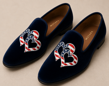 Load image into Gallery viewer, Bespoke Embroidered Velvet Loafers Slippers
