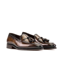 Load image into Gallery viewer, Prescott Bespoke Men's Shoes Brown Patina Leather Tassels Loafers (AMB2312)
