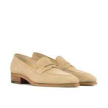 Load image into Gallery viewer, Hamilton Bespoke Men's Shoes Camel Suede Leather Penny Loafers (AMB2393)
