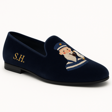 Load image into Gallery viewer, Bespoke Classy Sailor Embroidered Velvet Loafers Slippers
