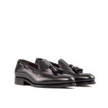 Load image into Gallery viewer, Montgomery Bespoke Men's Shoes Black Calf-Skin Leather Tassels Loafers

