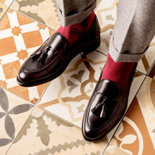 Load image into Gallery viewer, Montgomery Bespoke Men's Shoes Black Calf-Skin Leather Tassels Loafers
