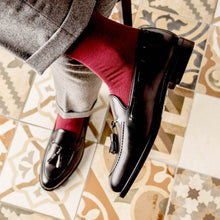 Load image into Gallery viewer, Montgomery Bespoke Men's Shoes Black Calf-Skin Leather Tassels Loafers
