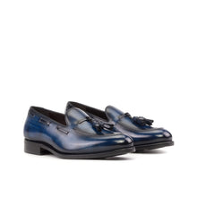 Load image into Gallery viewer, Motara Bespoke Men's Shoes Denim Patina Leather Tassels Loafers
