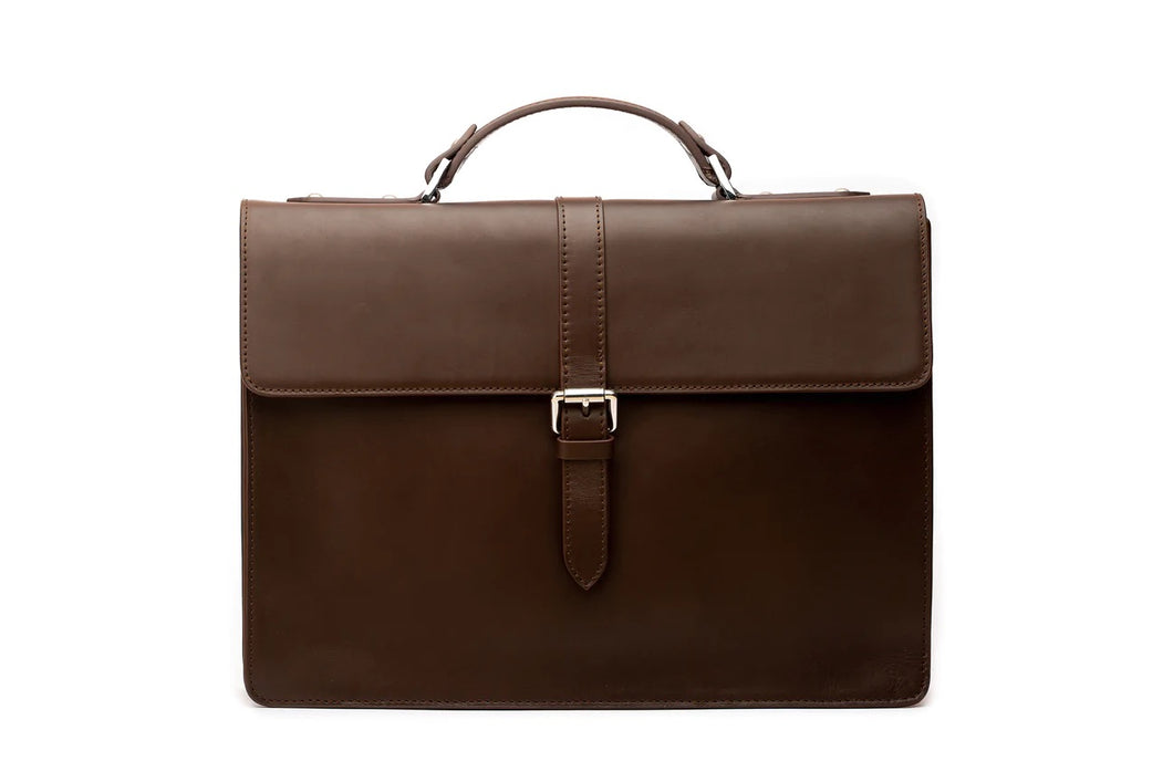 HANDBAG IN PURE GRAIN LEATHER | BROWN